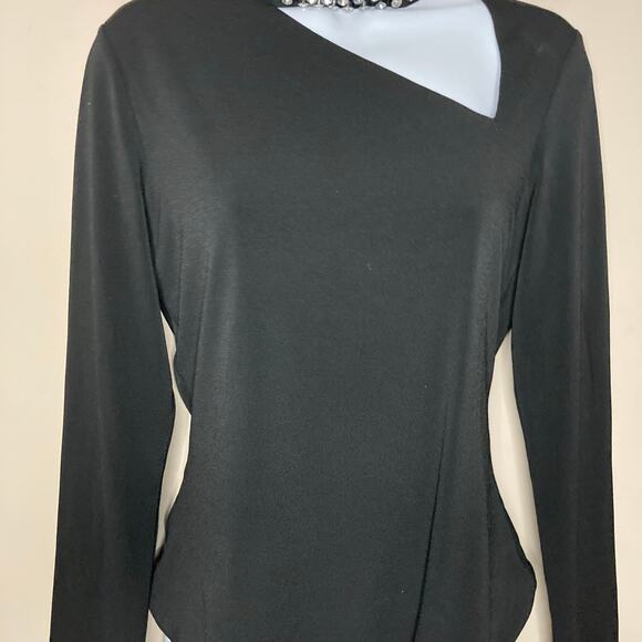 Alice + Olivia Kayson Embellished Cutout Bodysuit In Black Crystal Size Large - Picture 16 of 16